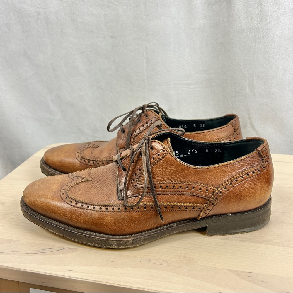 SALVATORE FERRAGAMO Leather Wingtip Lace Up Oxford Brogue Men's‎ Size 5 Brown